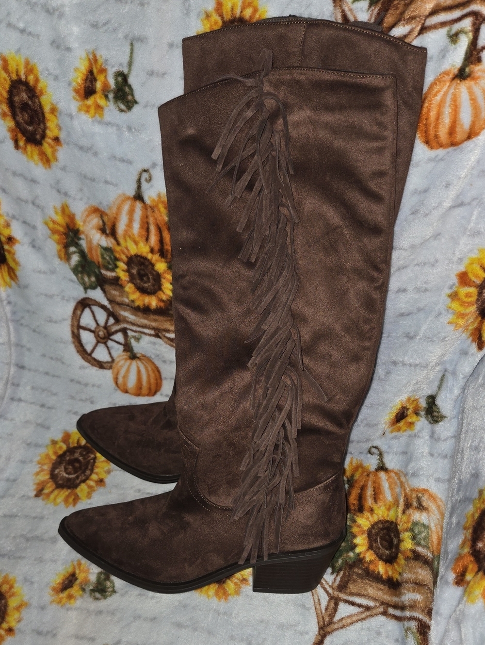 Universal Thread Brown Over-the-Knee Fringe Boots